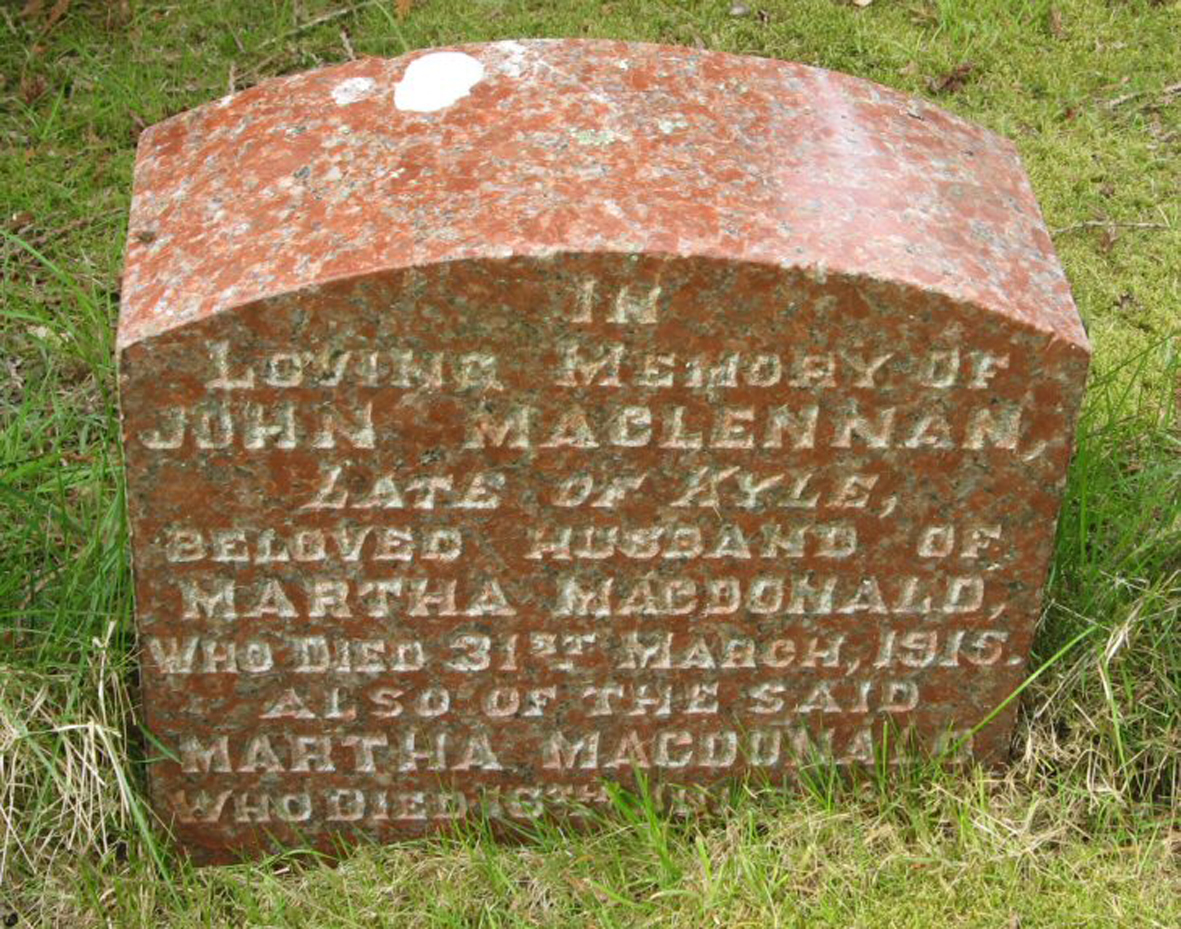 Photo of headstones/John MacLennan died 1915 MI Dingwall Mitchell Hill